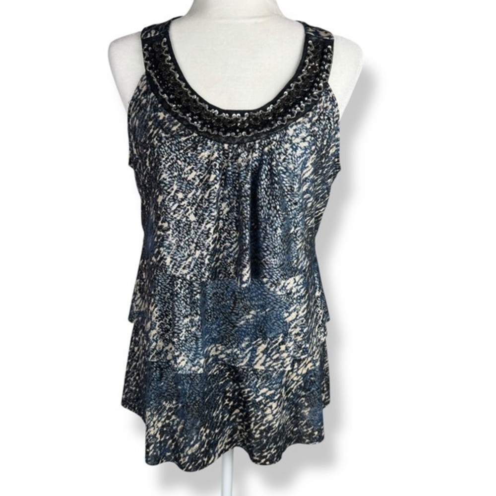 Y2K Vintage Tank Top Womens‎ Size Medium Gold Metallic Chain Goth Edgy Punk USA